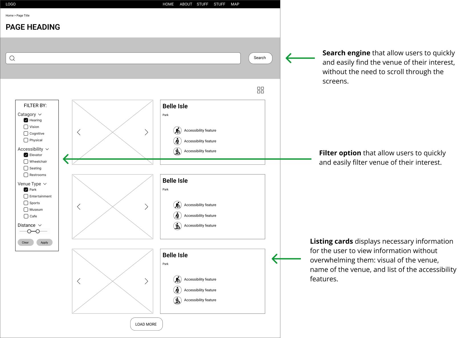 home screen wireframe